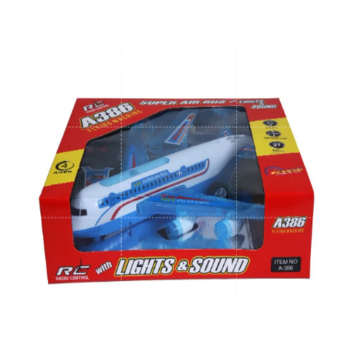 Kids Aeroplane Toy - Plastic, Blue, Battery Operated | Flying Toy for Ages 3-7