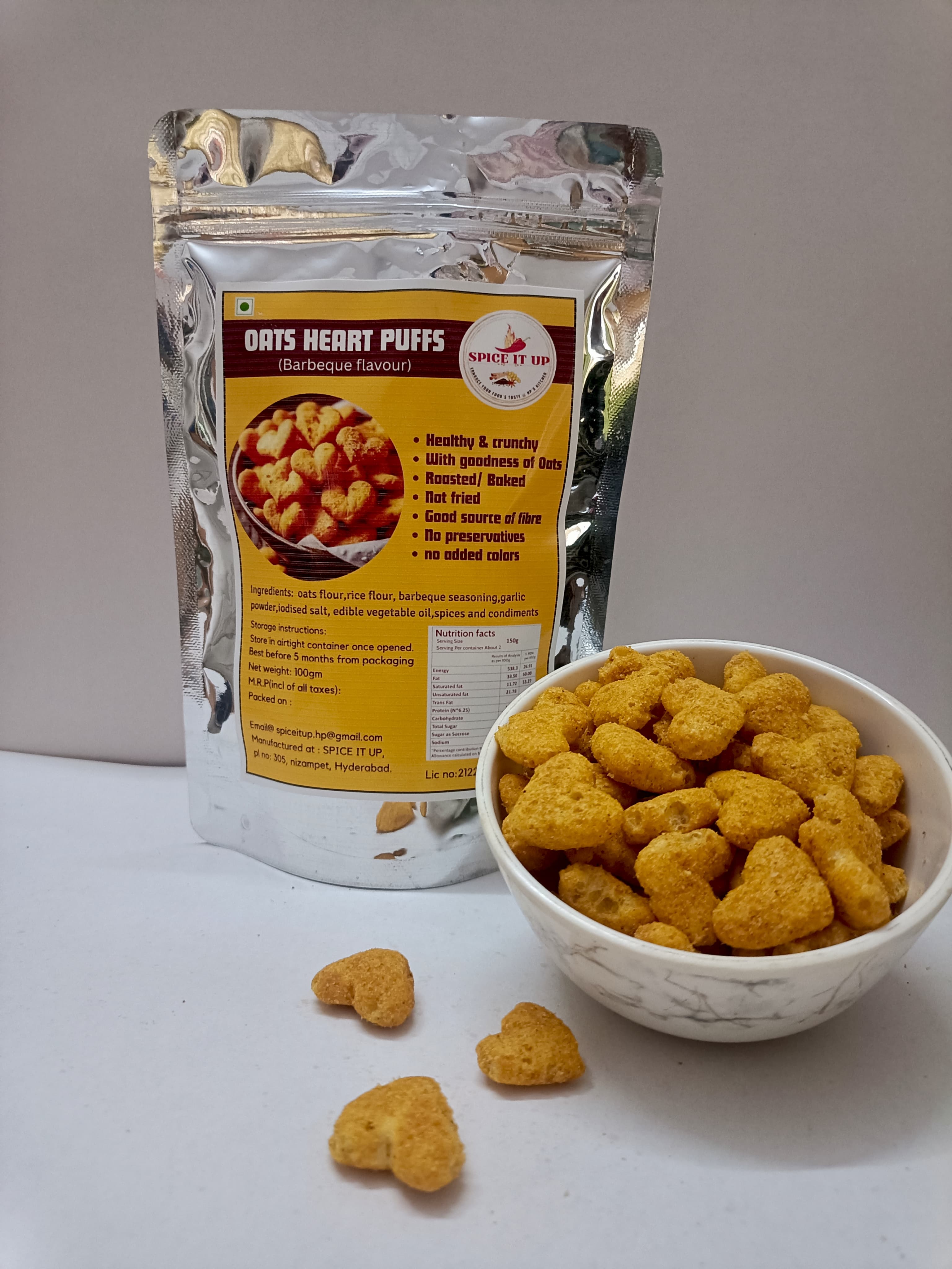 Oats Heart Puffs Snacks 500 Gram Pack