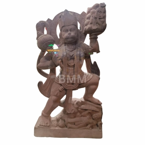 Red Stone Hanuman Ji Statue