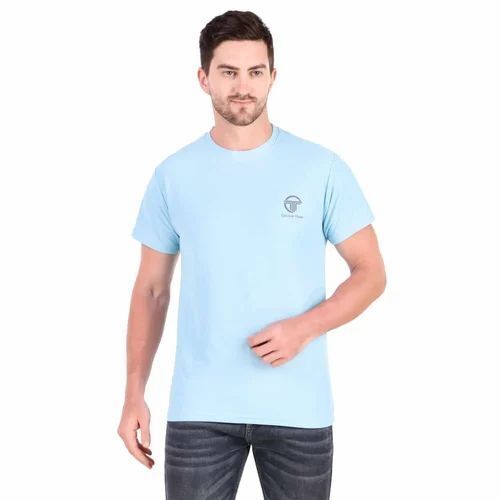 Men Plain Blue T Shirt