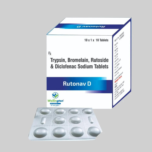 Rutonav D Trypsin Bromelain Rutoside Diclonaf Sodium Tablets