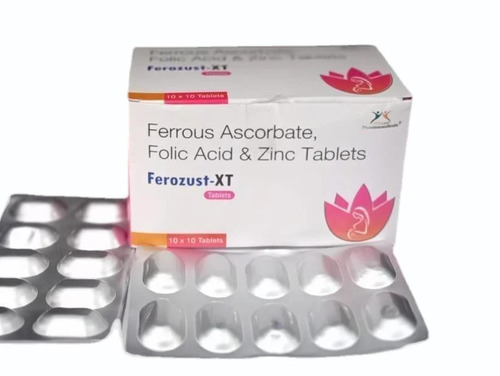 Ferrous Ascorbate Folic Acid Zinc Tablets - Medicine Grade Tablet Form | Prescription Required For Hospital and Clinic Use