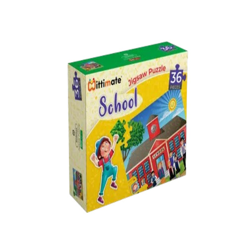 School Jigsaw Puzzle - Cardboard, 11x11 Inch, Multicolor | Kids Playing, Polished Finish
