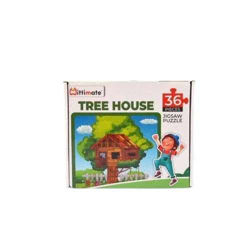 Tree House Jigsaw Puzzle - Cardboard, 11x11 Inch, Multicolor | Kids Playing, Polished Finish