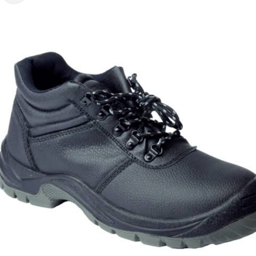 Leather Safety Shoes For Mens - Leather, Various Sizes, Black | Sweat Absorbing, Odor Free, Lightweight