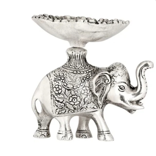 Silver Plated Elephant With Bowl