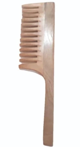 Big Handle Neem Wooden Comb - Wooden, 9 Inch, Brown | Anti-Static, Handcrafted, Lightweight, Smooth Texture, Eco-Friendly