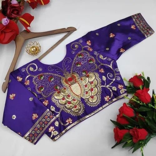 Fancy Phantom Silk Designer Blouse