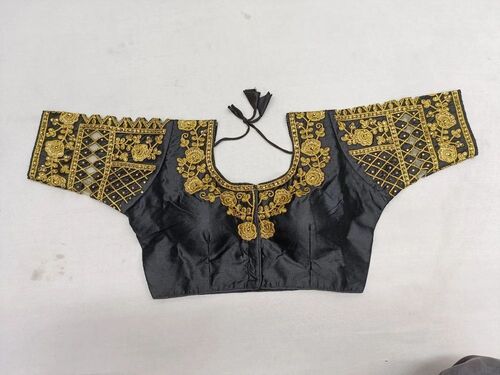 Ladies Embroidery Blouse - Silk Plus Size Beige Black Maroon Navy Rani Green Mustard Rama Machine Embroidered Anti Wrinkle Breathable Comfortable