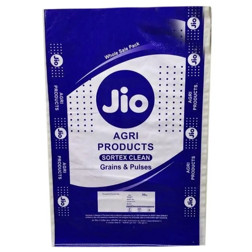 Printed PP Agri Packaging Bag - Polypropylene, 30 Kg, Blue & White, Flexographic Printing