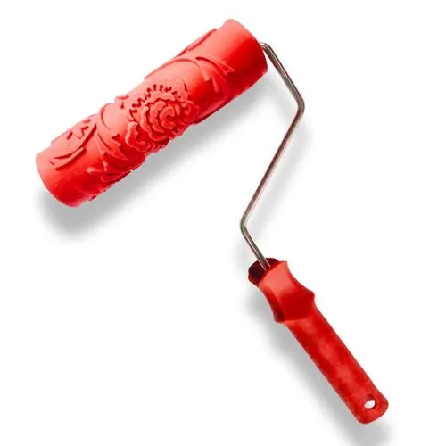 Rubber Paint Roller - Rubber, 10 Inches Length, Red, 2 Inches Diameter | Durable, Portable, Easy Use, Metal Handle