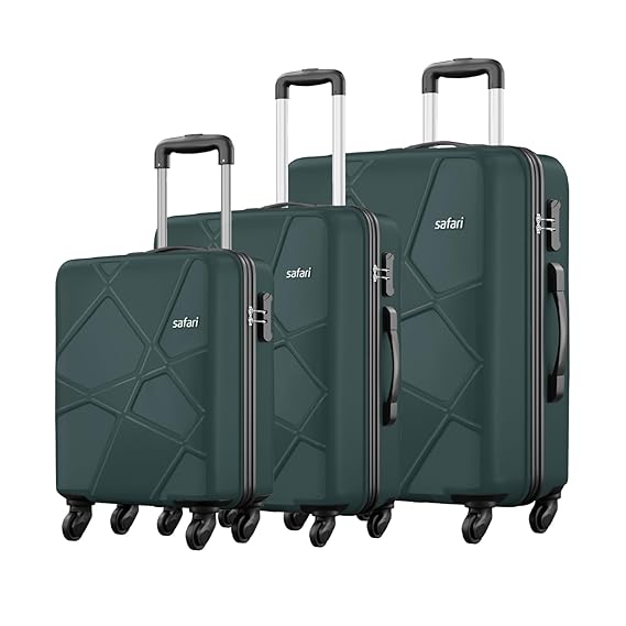 Safari Pentagon Set of 3 (Cabin + Medium + Large) Trolley Bags Hard Case Polypropylene 4 Wheels 360 Degree Wheeling Luggage, Travel Bags, Suitcase for Travel