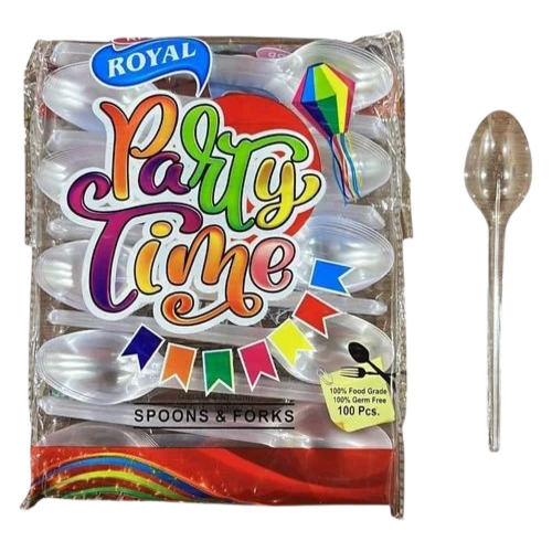 Transparent Disposable Plastic Spoon - 4 Inch, Transparent | Plain, Lightweight, Machine Made