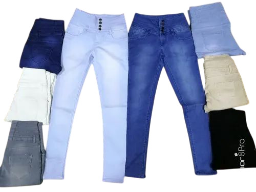 4 Button High Waist Fancy Jeans