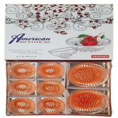 Orange Glass Bowl Set - Glass, 3 Inch, Transparent | Set of 6 Bowls for Home Use