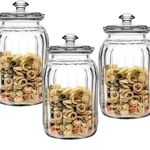 Glass Jar With Airtight Glass Lid - Color: Transparent