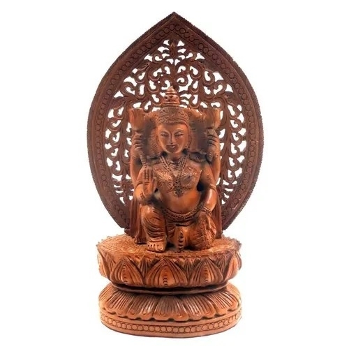 Wooden Laxmiji Sitting Idol