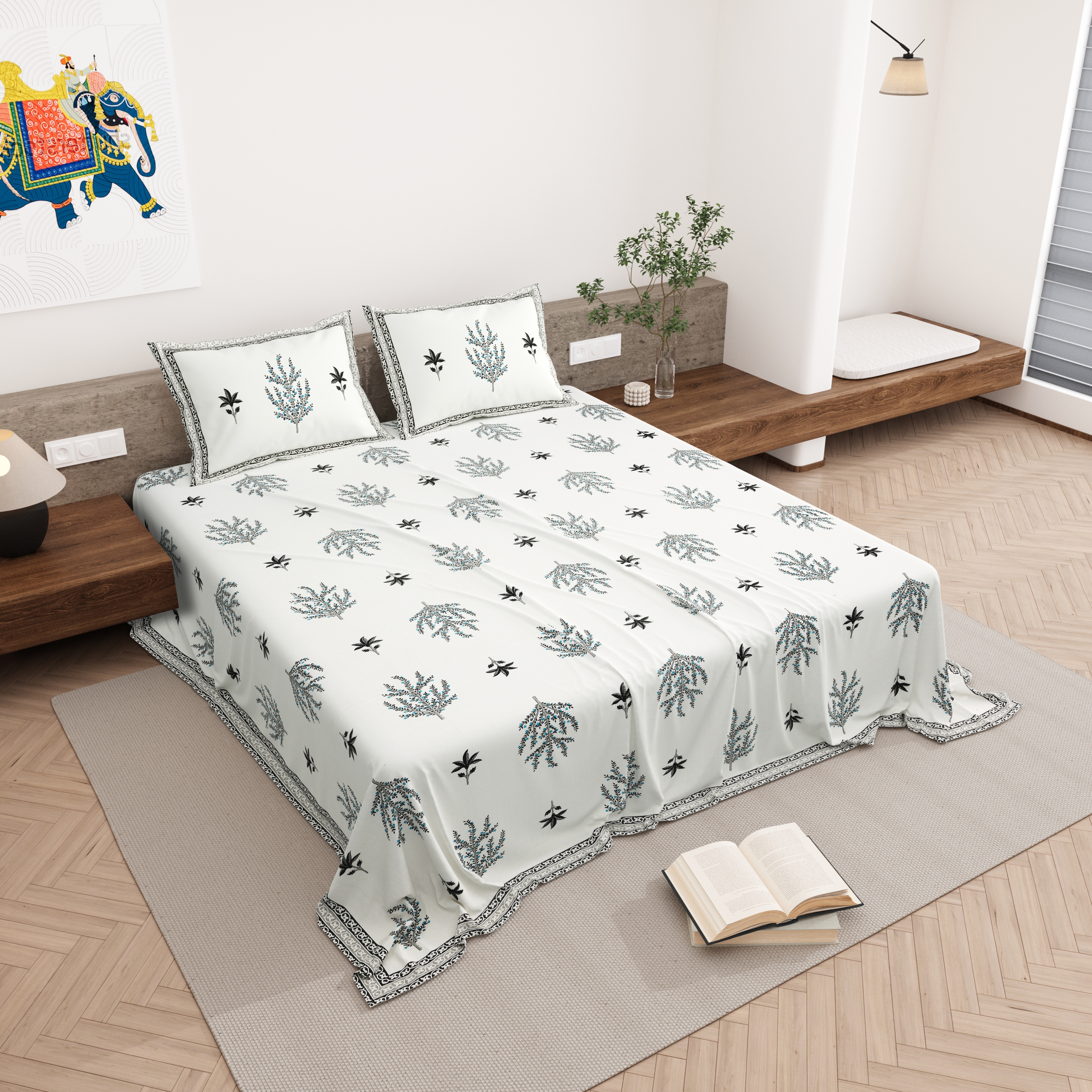 Block Printed cotton bedsheets 