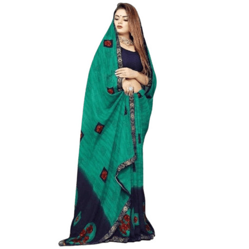 Green Printed Sarees - Design: Modern