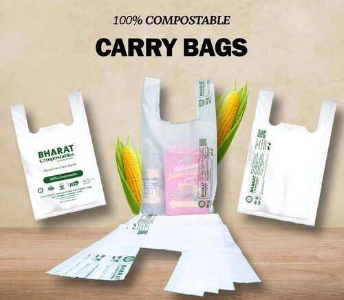 Compostable Biodegradable Carry Bags - Food Safety Grade: Yes