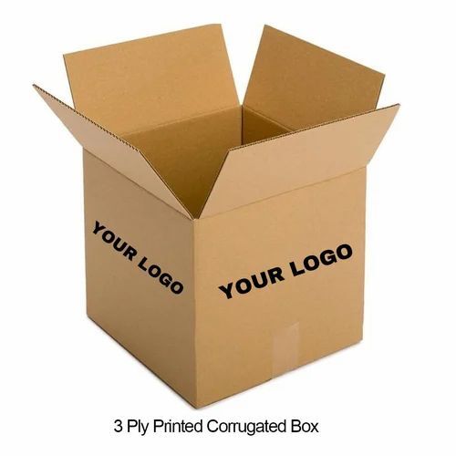 3 Ply Printed Corrugated Box - Fully Recycled Paper, 19x16x12 Inches, Brown | Die Cut, Embossed, Moisture Proof