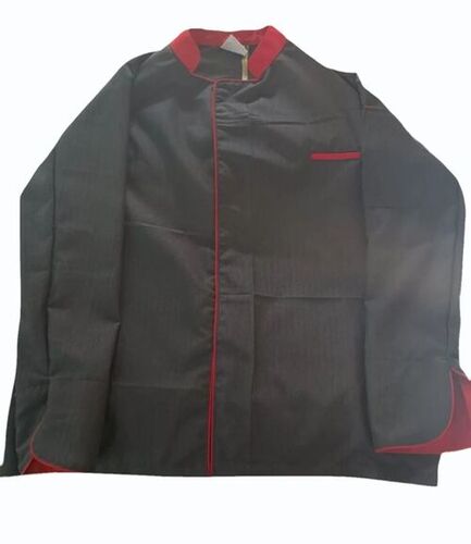 Black Cotton Chef Coat - Collar Type: Customized