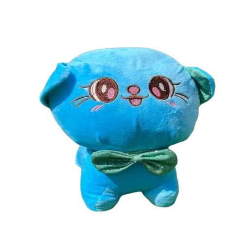 Cat Soft Toy - Foam Material, 14 Inch, Blue | Soft Cotton Fabric, Age 2 Months+