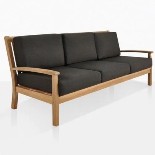 Three Seater Wooden Sofa - Wood Material, Standard Size, Brown Color | Stylish, Comfortable, Durable, Termite Free