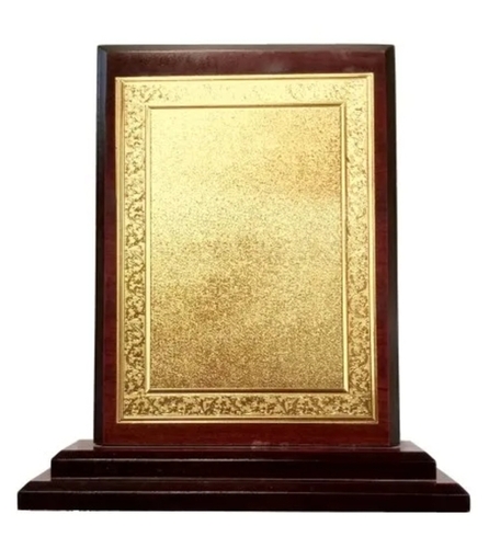 Wooden Momento - Wood and Iron, Golden Brown, Cast Rectangular | Durable Finish, Custom Engraving, Rust Resistant, Solid Weight