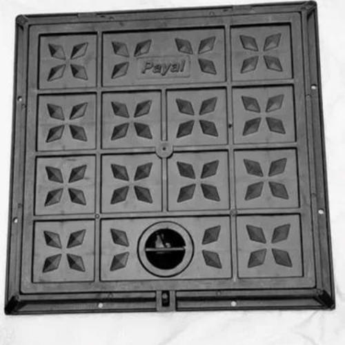 Black Square Pvc Manhole Cover - Pvc Material, 24x24 Inches, Black Color | Application For Tanks, Square Shape, No Lock Feature