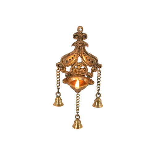 Brass Hanging Diya With Bells