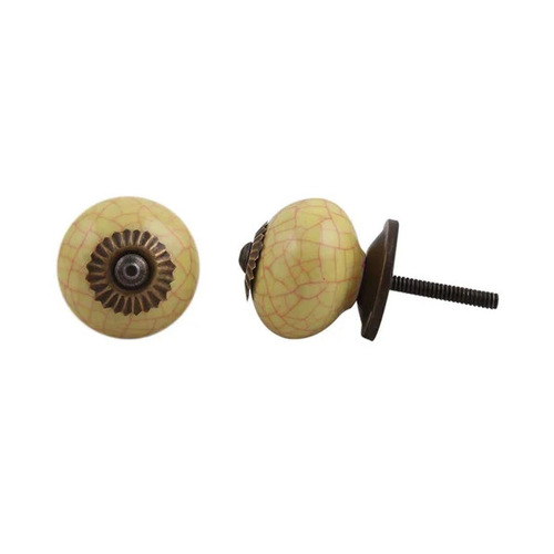 Ceramic Yellow Pink Crackle Cabinet Knobs