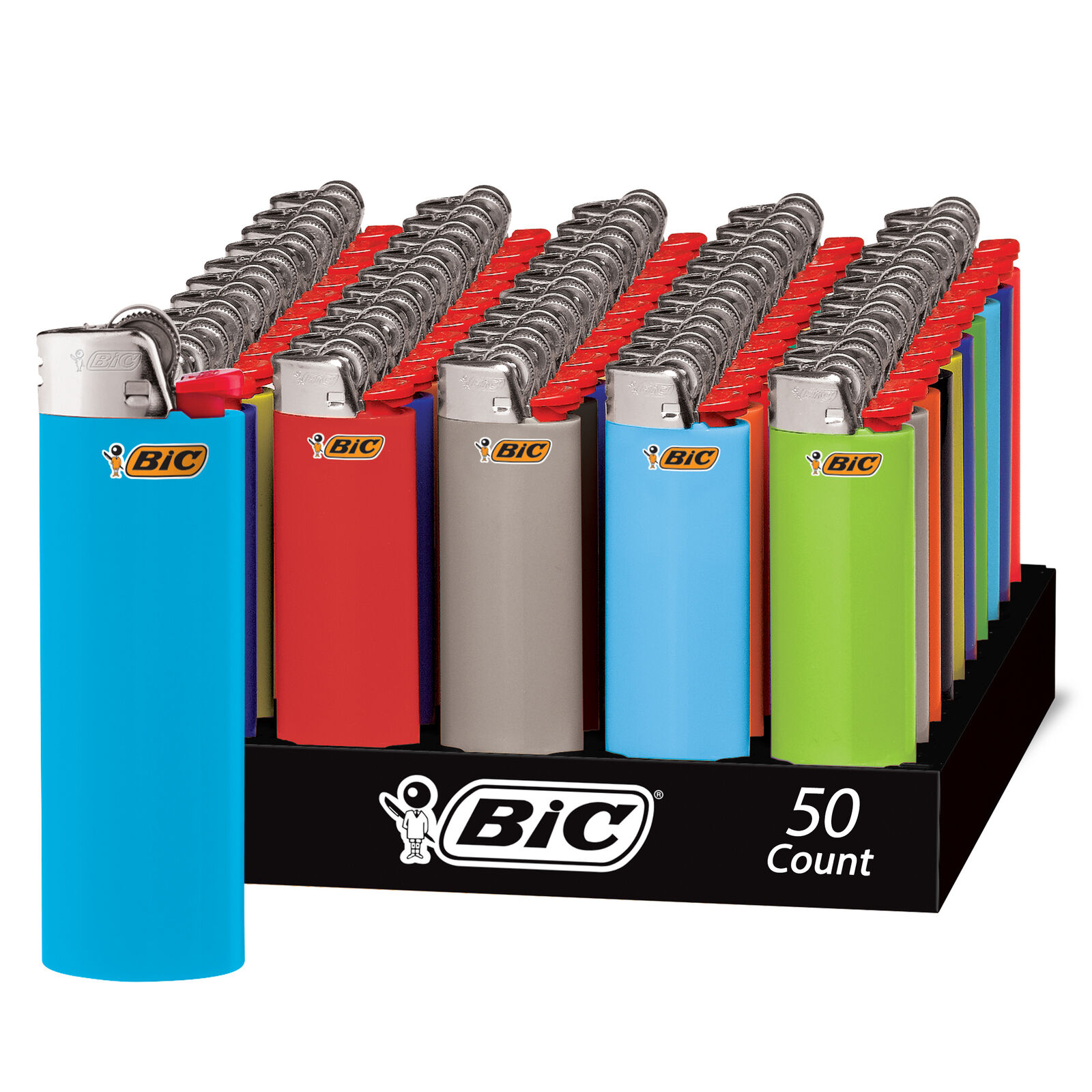 BIC Mini Lighter Assorted Colors, 50-Count Tray. NEW