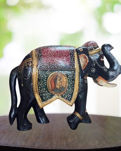 Wooden Handicraft Handpainted Elephant