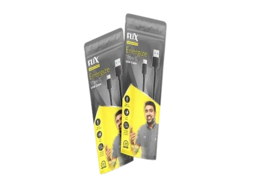 Mobile Data Cable Packaging Pouch - Plastic, Multi Color | Printed Pattern