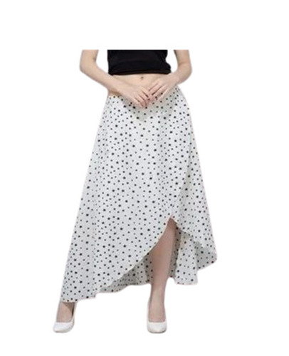 Ladies Skirts - Polyester, Sizes 28-42, White & Black | Breathable, Lightweight, Printed Pattern