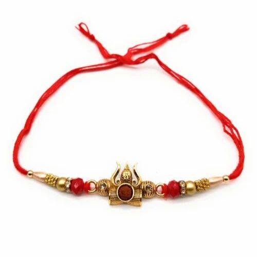 Trishul Fancy Rakhi - Fabric, 10 Inch, Multicolor | Lightweight, Moisture Proof, Eco-Friendly, Religious Style