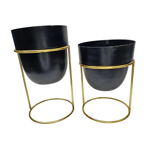 Black Metal Desk Planter Set