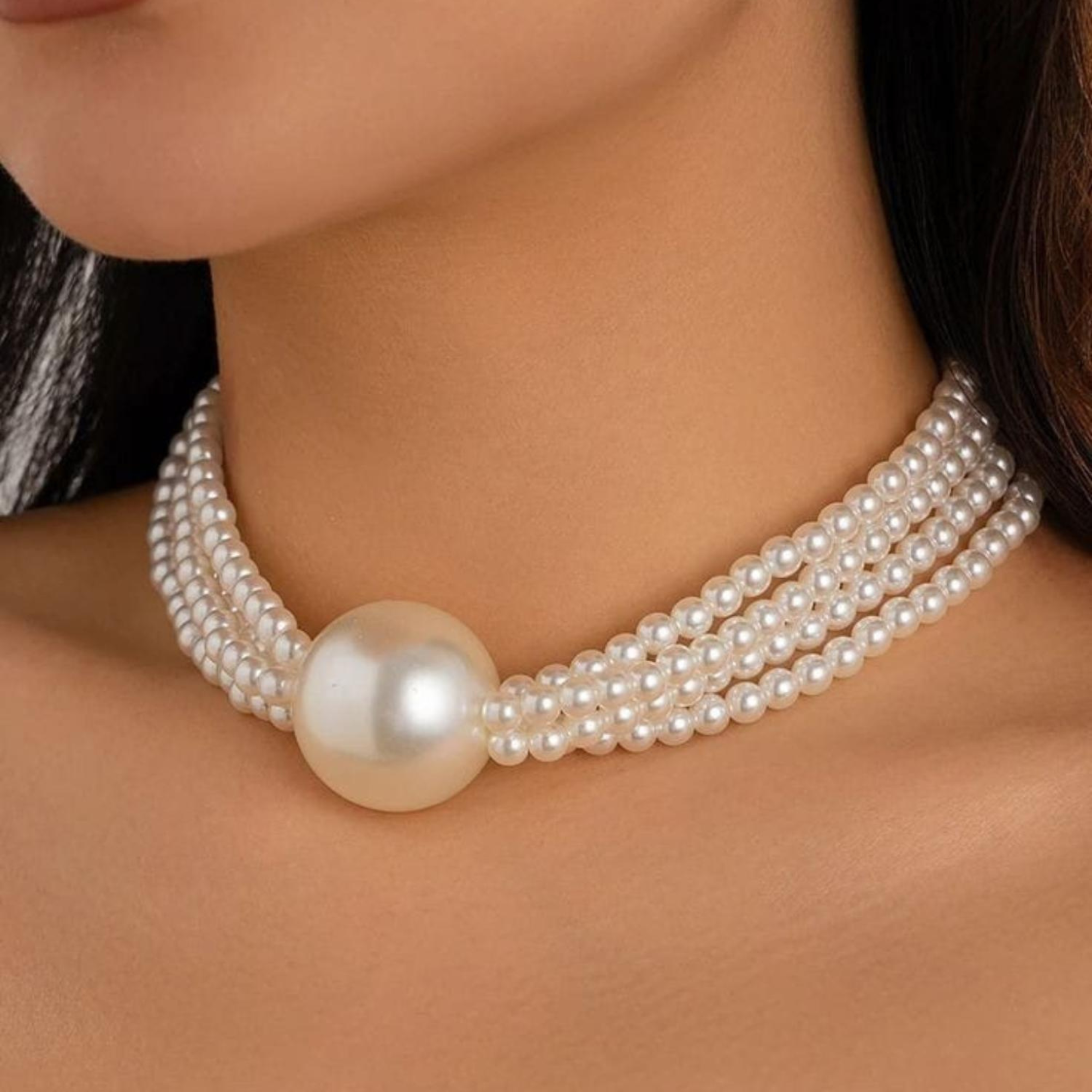 White Pearl Necklace set for women