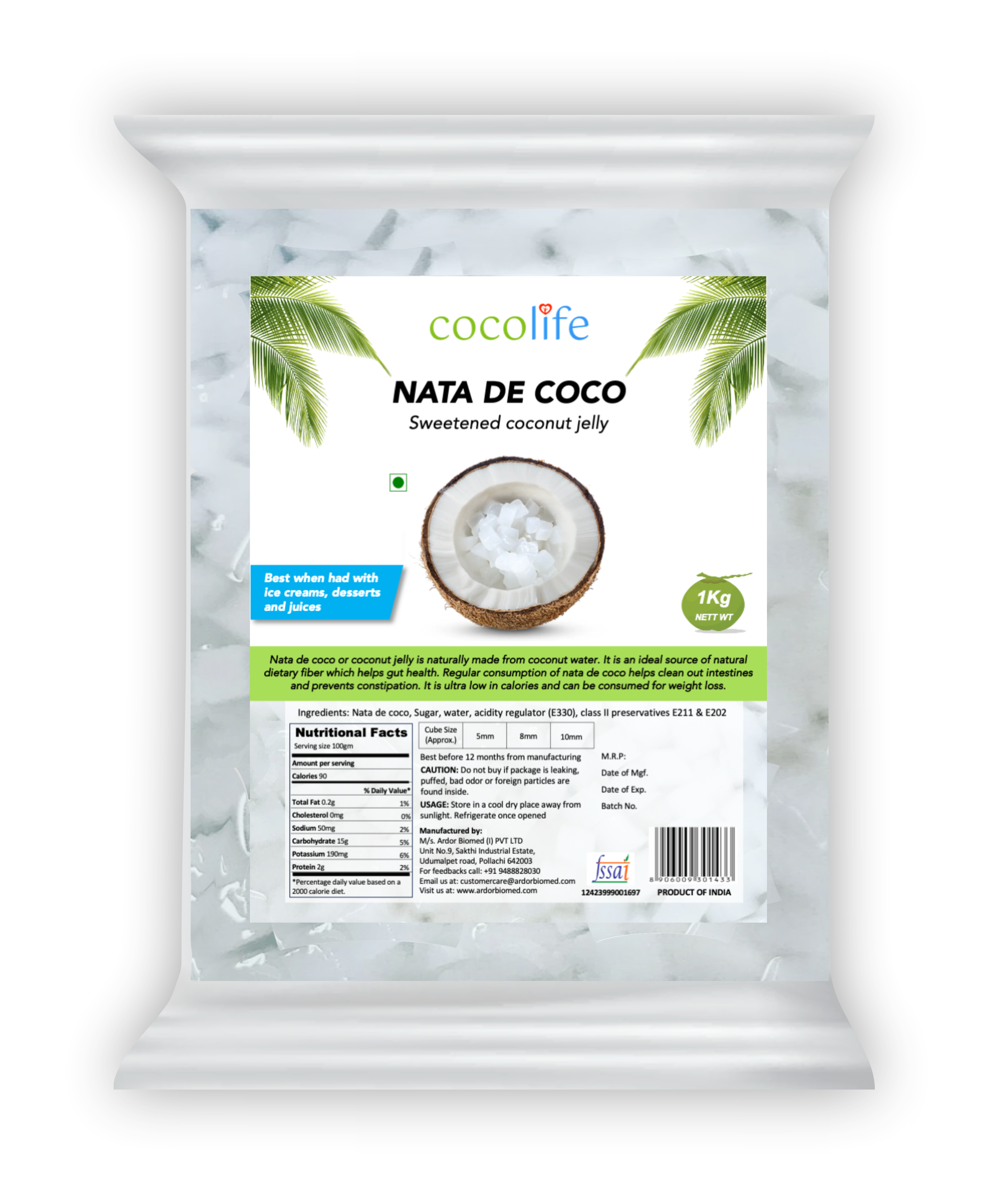 Nata de coco coconut jelly