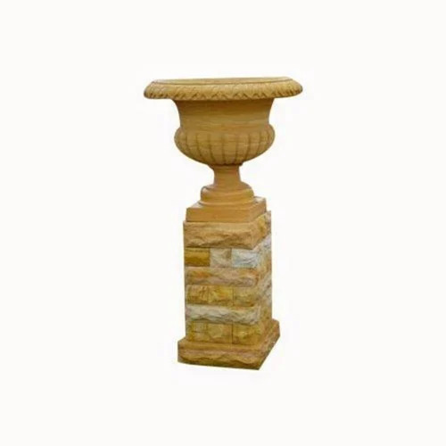 3Ft Light Brown Teakwood Stone Planter