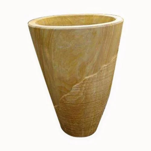 Beige Teakwood Stone Planter