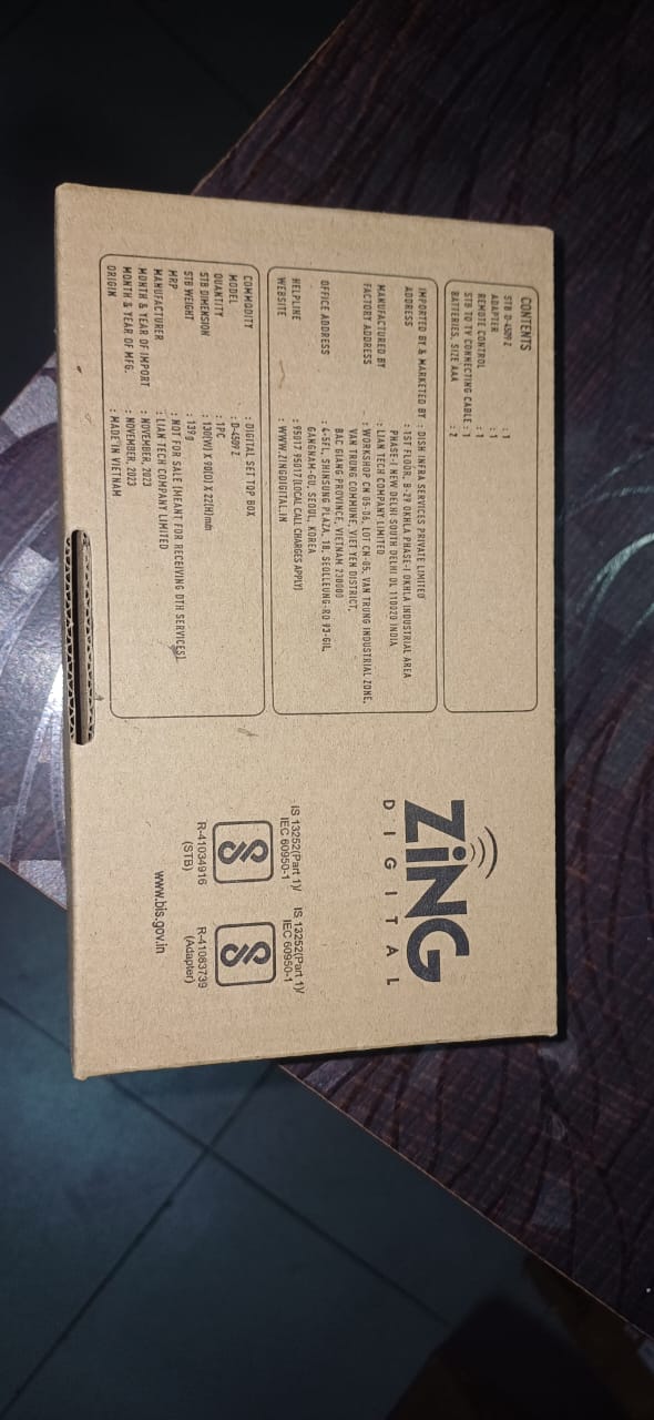 DishTV Zing Set top box 4 years