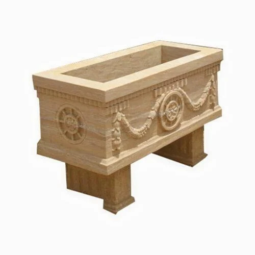 Rectangle Teakwood Stone Planter