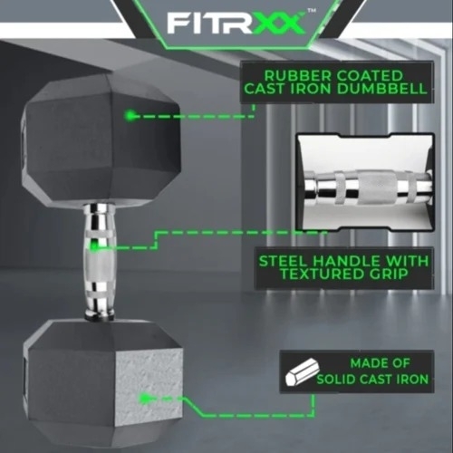 Rubber Coated Hexa Dumbbell Set