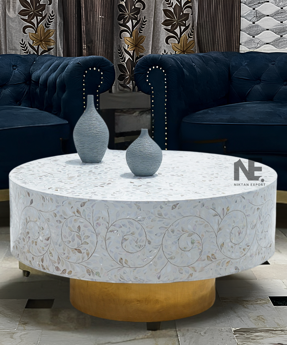 Coffee Table with Gold Legs Handmade Luxury