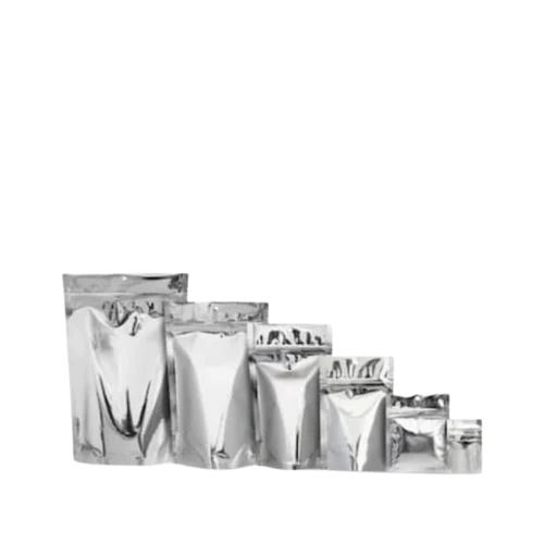 Silver Stand Up Zipper Pouch