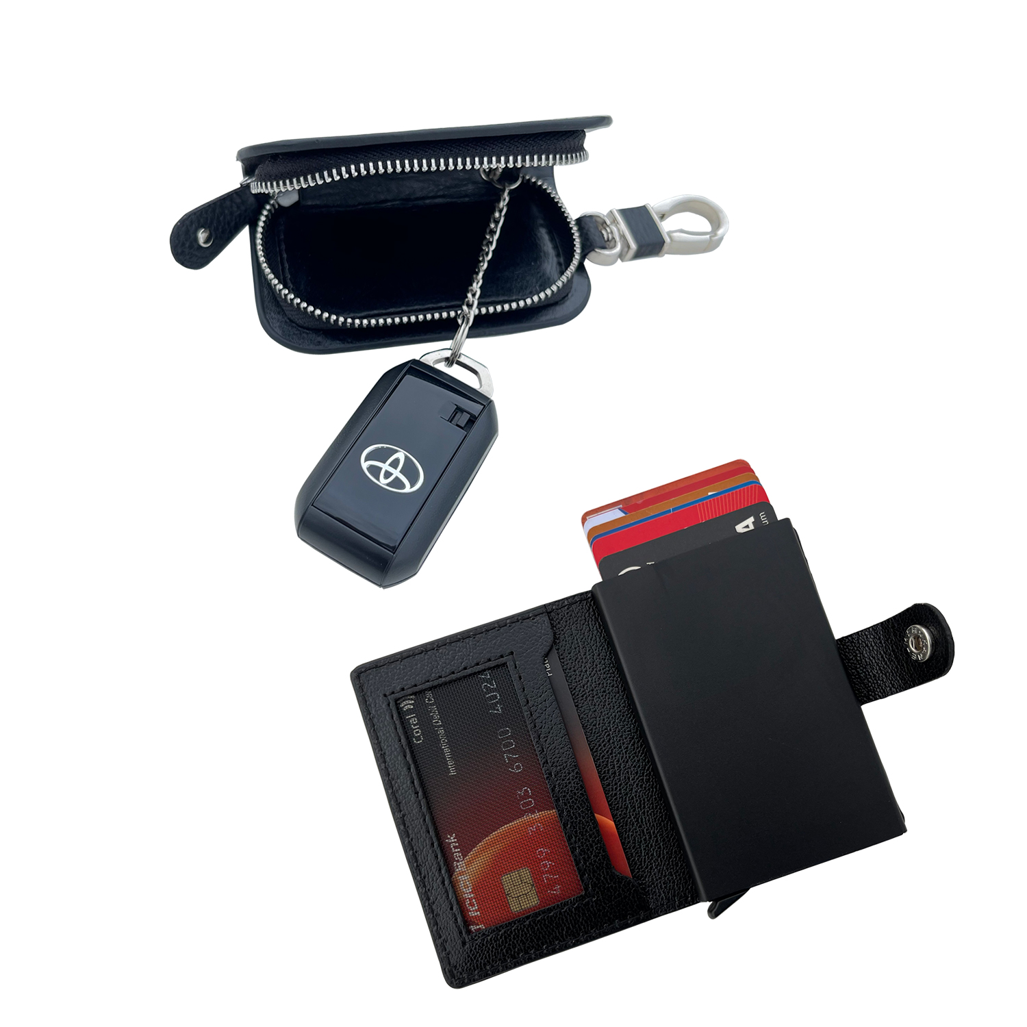 Gift Combo Of Key Fob Case & Rfid Pop-Up Case (Set 75 L) - Color: Black/Brown