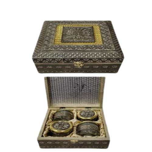 4 Jar Square Wooden Dry Fruit Box Set