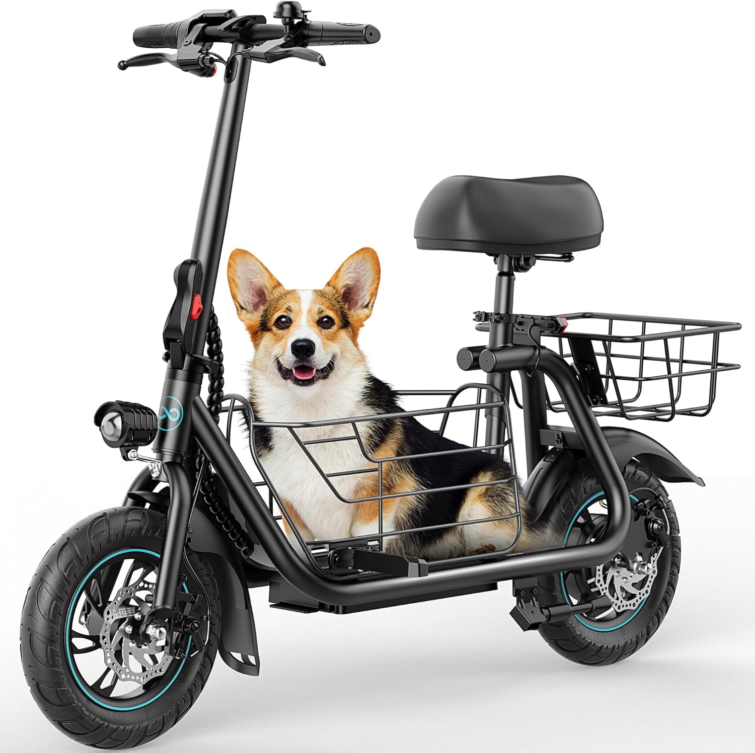 Gyroor Adults Electric Scooter With Large Middle Basket